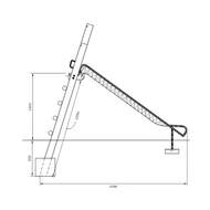 zijaanzicht van B-Play Vrijstaande Robinia trap 150 cm met RVS Glijbaan