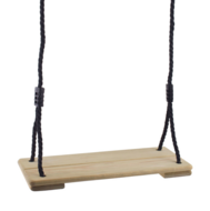 Houten schommelzitje met pp touw zwart