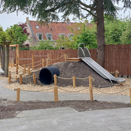 Kruiptunnel 5 meter zwart/zwart &Oslash;100cm met rvs glijbaan
