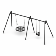 Stalen schommel Antraciet 4 haken met nestschommel en babyzitje