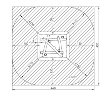 Afmetingen/Vrije ruimte van het speeltoestel ECo-Play Molshoop