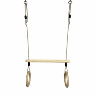 B-Play Houten Trapeze met Houten Ringen Beige BR Touw Geheel