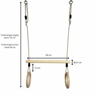 afmetingen B-Play Houten Trapeze met Houten Ringen Beige BR Touw