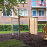 vierkant klimrek opstelling met klimnet