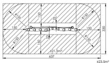 Afmetingen/Vrije ruimte heuveltrap langere versie