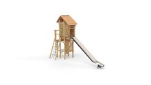 Eco-Play Robinia Ridderburcht met hoge RVS Glijbaan Openbaar