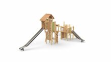 Eco-Play Robinia Speeltoestel Maxi-Ridderburcht met open glijbaan