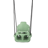 Voor aanzicht B-Play Babyschommel Groeimodel Pastel groen met BR touwen zwart