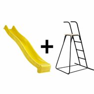 gele glijbaan plus zwarte ladder
