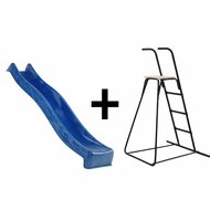 glijbaan en vrijstaande ladder