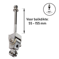 Schommel haak doorsteek draadstang ophang ophanghaak balkdikte 55 - 155 mm  roterend