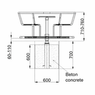 technische tekeking met zijaanzicht en beton van Openbare speelplaats Carrousel &Oslash;140 cm