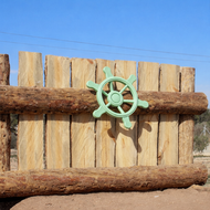 Piratenstuur pastel groen in gebruik