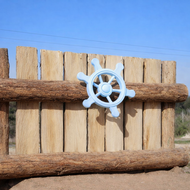 Piratenstuur pastel blauw in gebruik