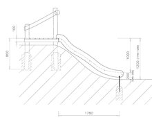 Tekening zijaanzicht Robinia Glijbaan PH 120 cm