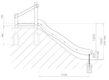 Tekening zijaanzicht Robinia Glijbaan PH 150 cm