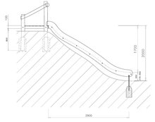 Tekening zijaanzicht Robinia Glijbaan PH 200 cm