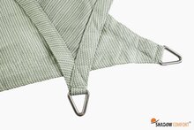 Detail RVS bevestigingspunt schaduwdoek vierkant Moonstone green