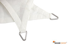 Detail RVS bevestigingspunt schaduwdoek vierkant Arctic White