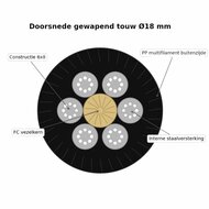 doorsnede van Rol Gewapend touw 250 meter &Oslash;18mm Zwart