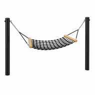Complete hangmat met palen - 150 cm - Zwarte palen - Openbaar gebruik - Zwart - Zonder kind