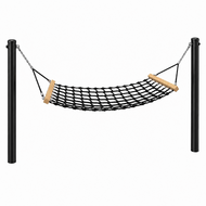 Complete hangmat met palen - 200 cm - Zwarte palen - Openbaar gebruik - Zwart - Zonder kind