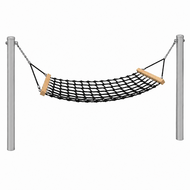 Complete hangmat met palen - 200 cm - Grijze palen - Openbaar gebruik - Zwart - Zonder kind