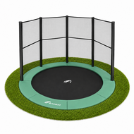 Akrobat Trampoline Orbit Flat To The Ground 430cm met Veiligheidsnet Groen