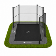 Akrobat Trampoline Primus Flat To The Ground 380x250 met half Veiligheidsnet Antraciet