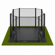 Akrobat Trampoline Primus Flat To The Ground 335x244 cm Zwart/Zwart met veiligheidsnet