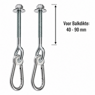 2 Stuks Schommelhaken met Karabijnhaak *M12 100mm**