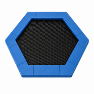 Bouncer Trampoline Hexagon - 201x174 cm - Blauwe rand - Zwarte springmat