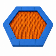 Bouncer Trampoline Hexagon - 201x174 cm - Blauwe rand - Oranje springmat