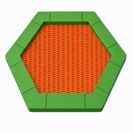 Bouncer Trampoline Hexagon - 201x174 cm - Groene rand - Oranje springmat