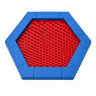 Bouncer Trampoline Hexagon - 201x174 cm - Blauwe rand - Rode springmat