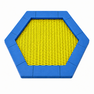 Bouncer Trampoline Hexagon - 201x174 cm - Blauwe rand - Gele springmat