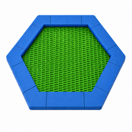 Bouncer Trampoline Hexagon - 201x174 cm - Blauwe rand - Groene springmat