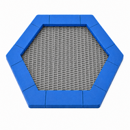 Bouncer Trampoline Hexagon - 201x174 cm - Blauwe rand - Grijze springmat