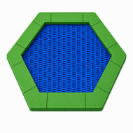 Bouncer Trampoline Hexagon - 201x174 cm - Groene rand - Blauwe springmat