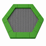 Bouncer Trampoline Hexagon - 201x174 cm - Groene rand - Grijze springmat