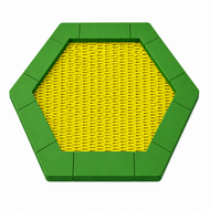 Bouncer Trampoline Hexagon - 201x174 cm - Groene rand - Gele springmat