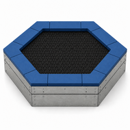Bouncer Trampoline Hexagon - 201x174 cm - Blauwe rand - Zwarte springmat