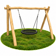 Houten Schommel Robinia met Nestschommel Zwart Eco-Design &Oslash; 120cm Openbaar