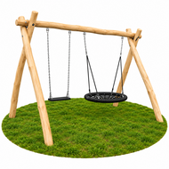 Robinia Houten Schommel op Maat 4 Haken inground met beton extra breed