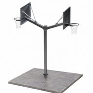 Basketbalpaal dubbel met rooster bord en ring met ketting netje