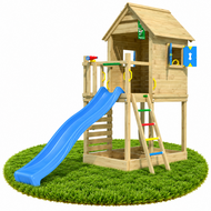 Houten Speeltoren Jungle Oasis met Blauwe Glijbaan