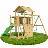 Douglas Houten Speeltoren Jungle Cavern l Lichtgroen en Dubbele schommel