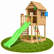 Douglas Houten Speeltoren Jungle Oasis met Lichtgroene Glijbaan