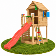 Douglas Houten Speeltoren Jungle Oasis met Rode Glijbaan