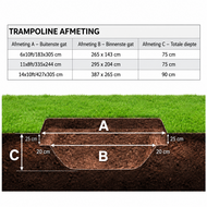 Akrobat Trampoline Primus Flat To The Ground 335x244 cm Zwart/Zwart incl. half veiligheidsnet